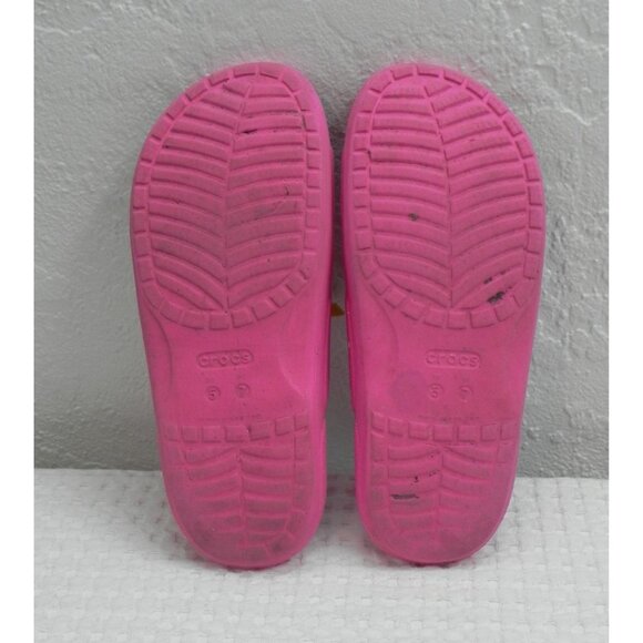 Pink Crocs Sandals With Fun Character Charms Size M5/W7 Lightweight Casual - Picture 7 of 11